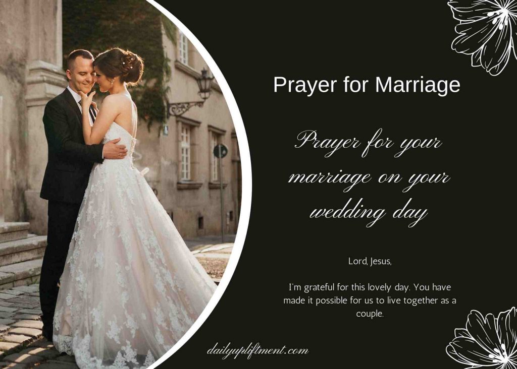Prayer for your marriage on your wedding day